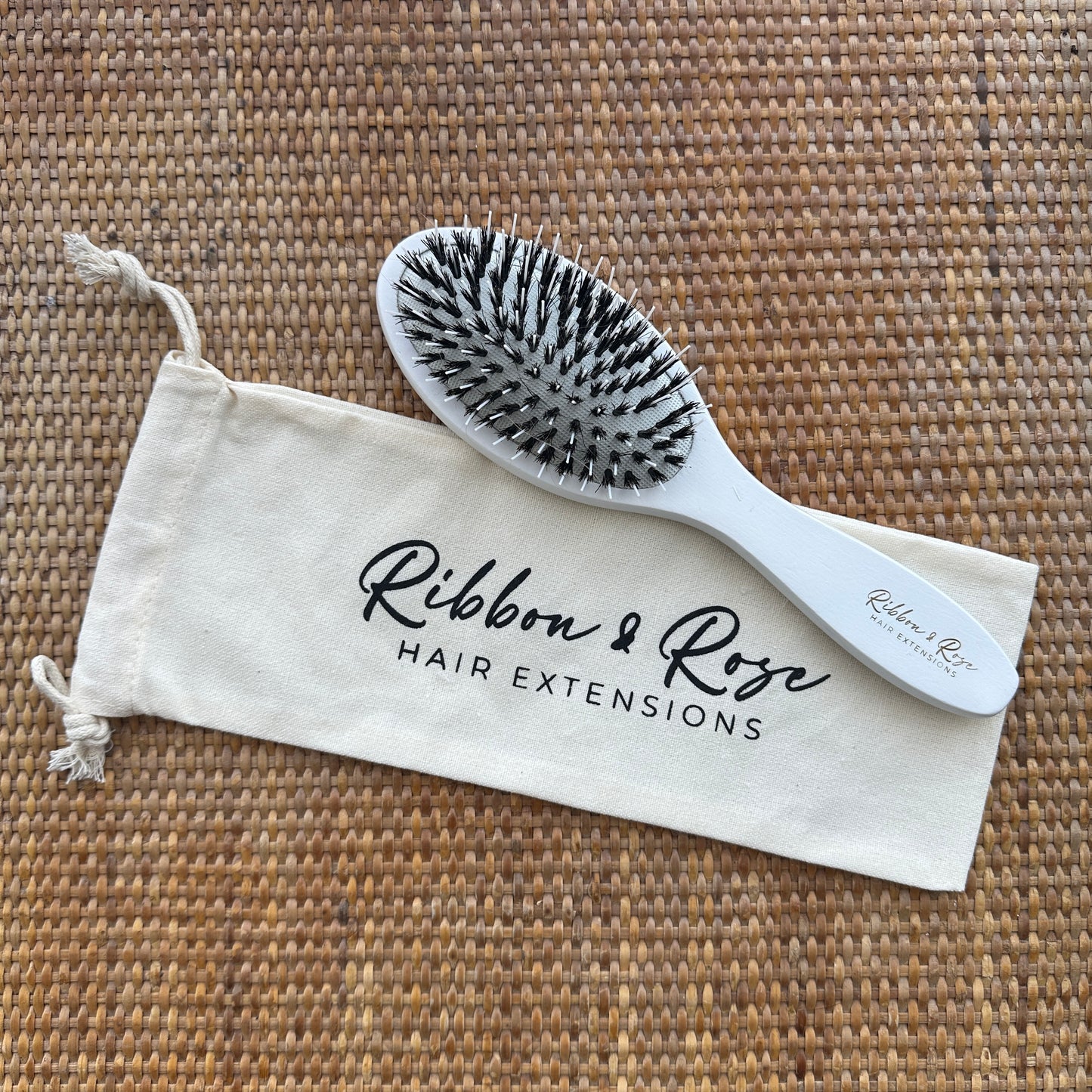Buy Ribbon & Rose,Boar Bristle Brush & Linen Bag, NZ Stockist, House Of Hair 